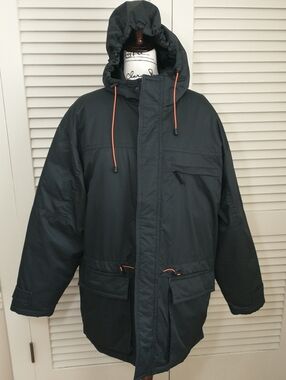 Rainforest Down Equal Hooded Utility Jacket, Size XL, Black, Snow/Winter Weather